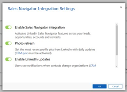 Sales Navigator Integration Settings dialog