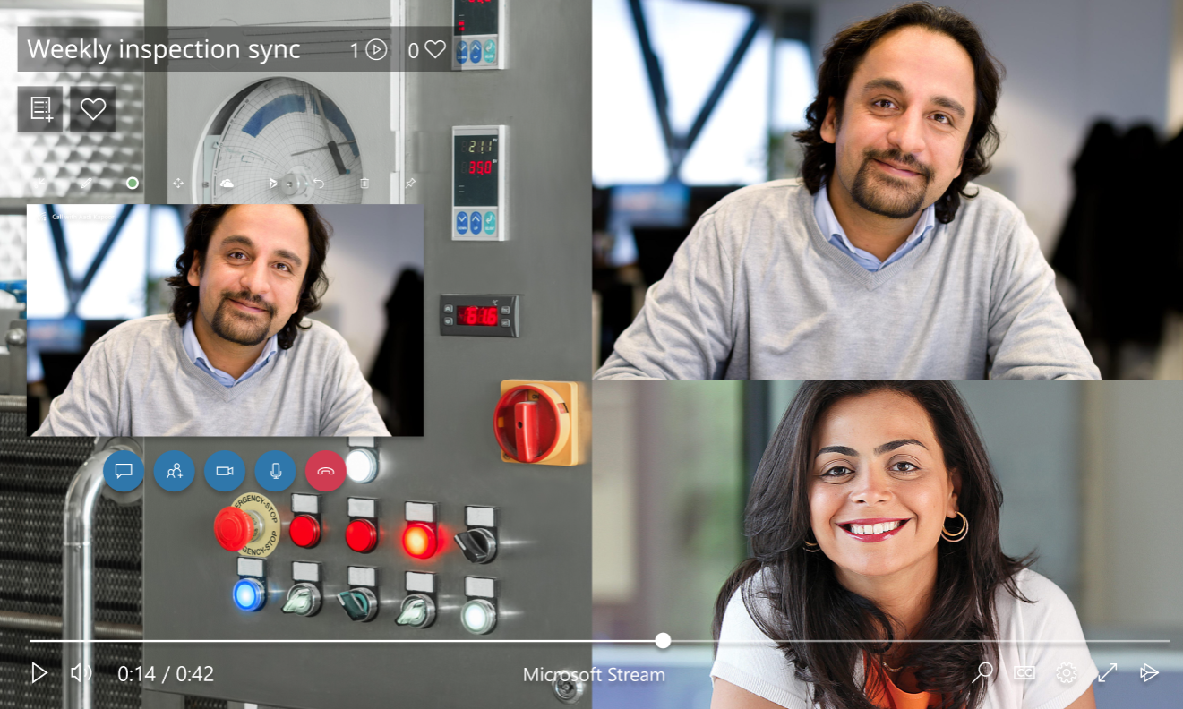 Skärmbild av Teams för datorer som visar ett samtal mellan tre personer.