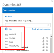 Lägg till ny post i Dynamics 365 App for Outlook-fönstret Lägg till ny post i Dynamics 365 App for Outlook-fönstret