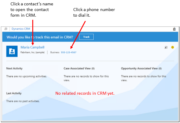 Dynamics 365 App for Outlook visar kontaktinformation Dynamics 365 App for Outlook visar kontaktinformation