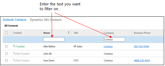 Dynamics 365 App for Outlook kontakt filter efter fält Dynamics 365 App for Outlook kontakt filter efter fält