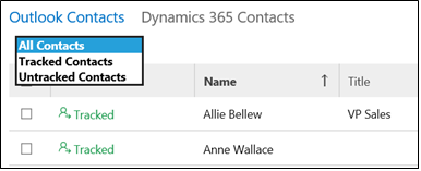 Dynamics 365 App for Outlook med listrutefilter för kontraktspårning Dynamics 365 App for Outlook med listrutefilter för kontraktspårning