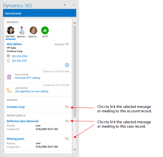 Knappen Ange ämne i Dynamics 365 App for Outlook Knappen Ange ämne i Dynamics 365 App for Outlook-fönstret