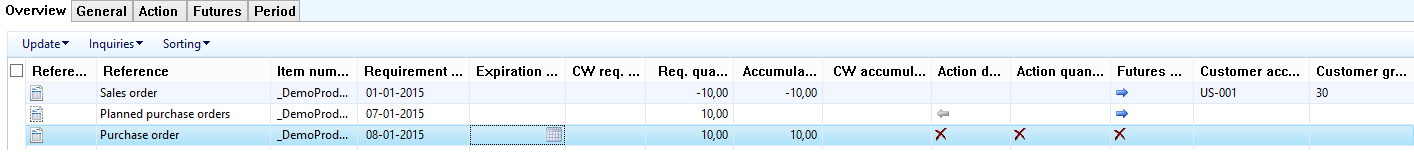 Skärmbild av ärende D för scenario 1.