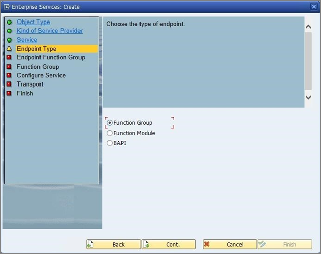Skärmbild av slutpunktstyp.