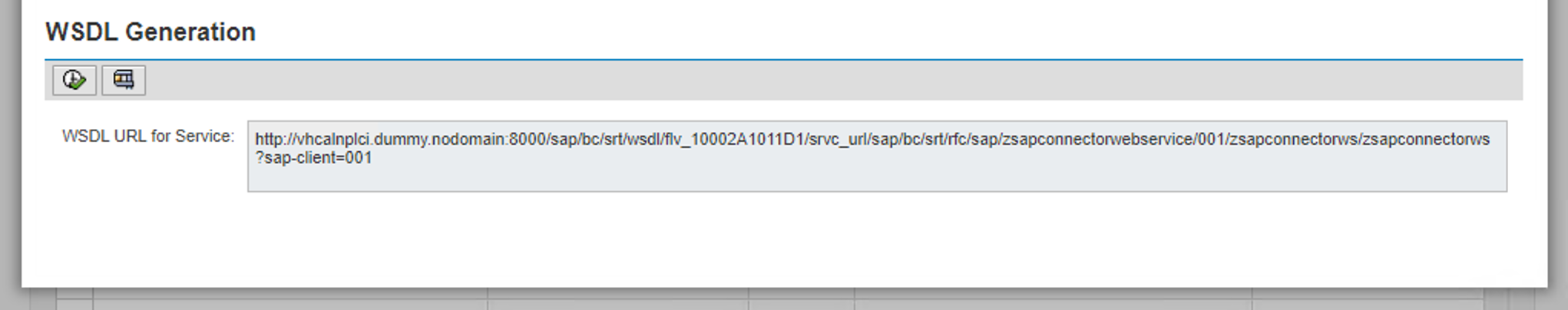 Skärmbild av WSDL-URL: en.