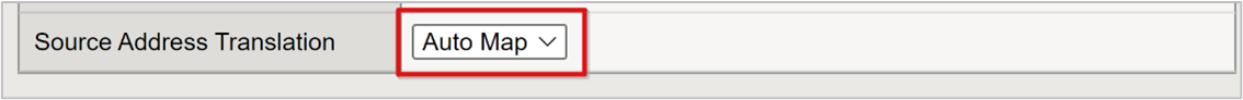 Skärmbild av valet Av automatisk mappning för källadressöversättning.
