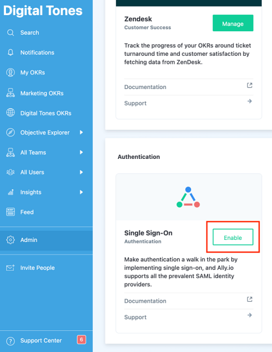 Skärmbild som visar knappen Aktivera i Ally I O.