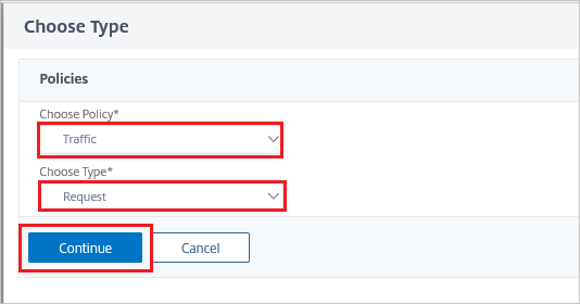 Välja Skärmbild av Citrix ADC SAML Connector för Microsoft Entra-konfiguration – välj fönstret Typ.