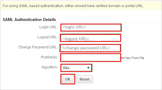 SAML Authentication Details SAML Authentication Details