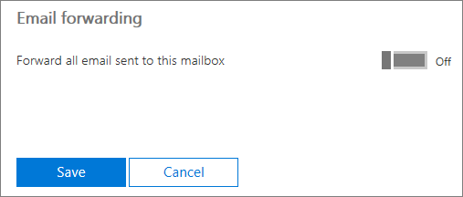 Skärmbild av inställningen Email vidarebefordring som är inaktiverad.