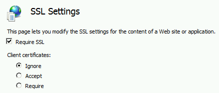 Skärmbild av sidan S S L-inställningar med alternativet Ignorera markerat.