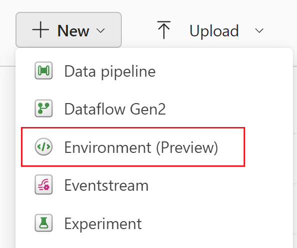 Screenshot of the Environment card in the workspace view.