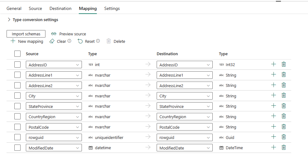 Screenshot of mapping settings 2.