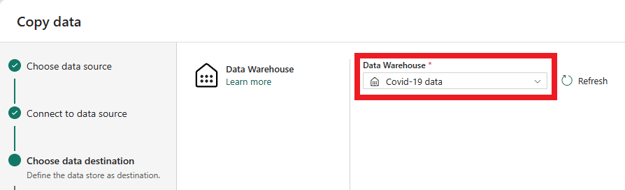 Skärmbild som visar en listruta med ett lager valt.