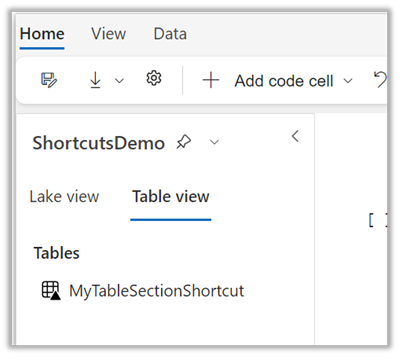 Screenshot showing where to select Table view.