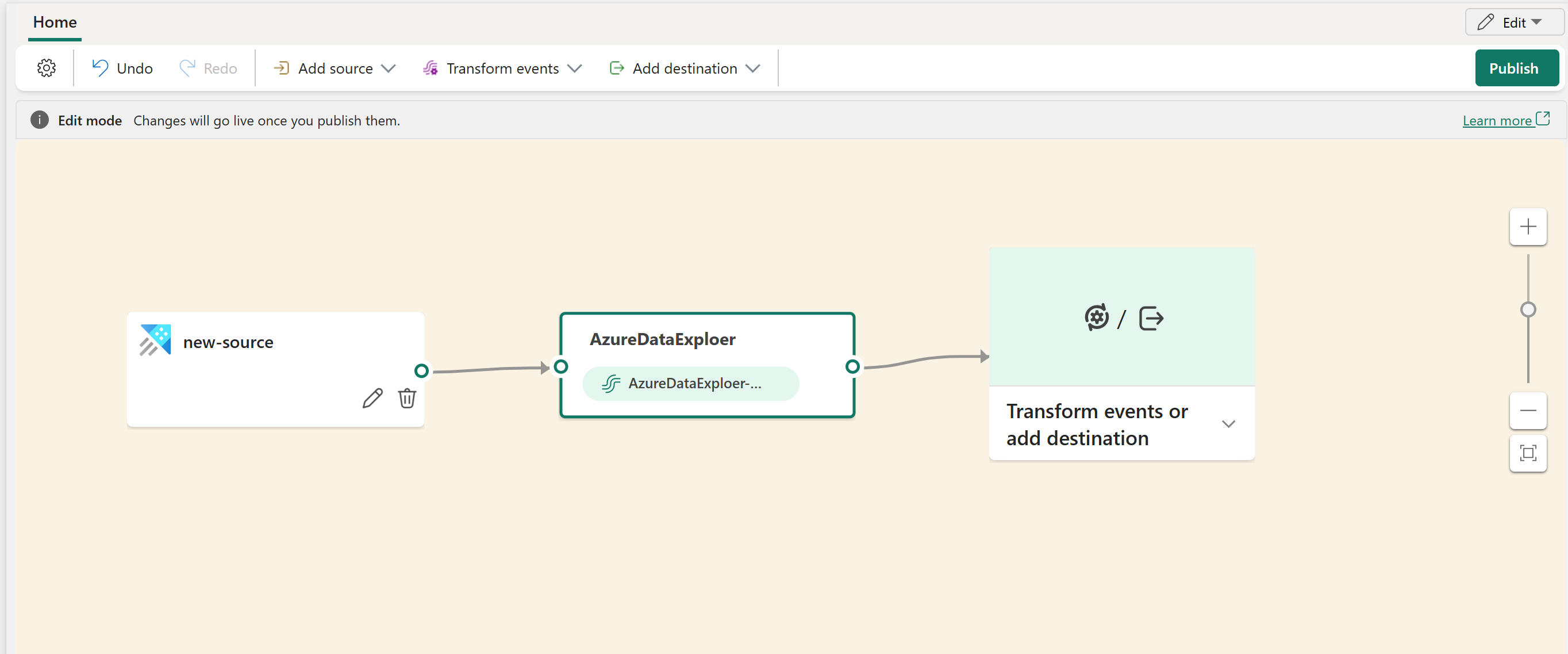 Skärmbild som visar redigeraren med knappen Publicera markerad.
