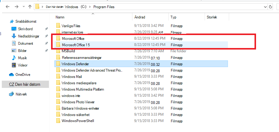 Office-installationspaket i programkatalogen Files