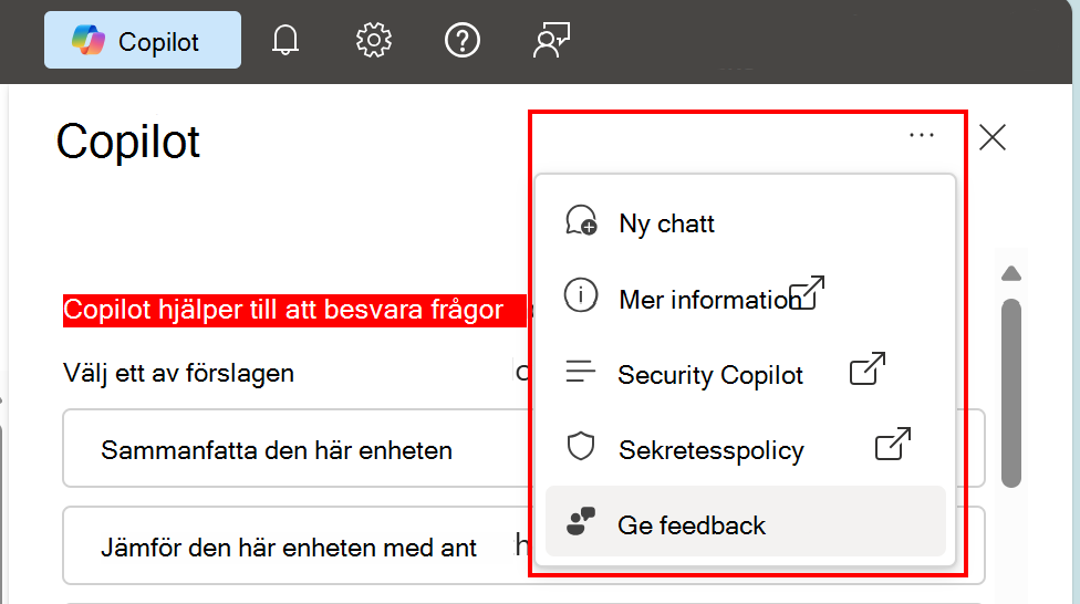 Skärmbild som visar hur alternativet Azure feedback i Microsoft Intune och Intune administrationscenter.