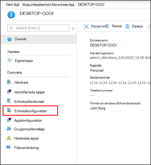 Visa information om Endpoint Security-policy