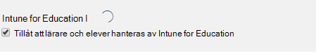 Skärmbild av profilkonfigurationen för School Data Sync med kryssrutan Intune for Education-licens.
