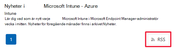 Skärmbild av sökresultat och RSS-länk.