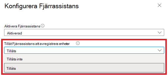 En skärmbild av alternativet att aktivera oregistrerade enheter