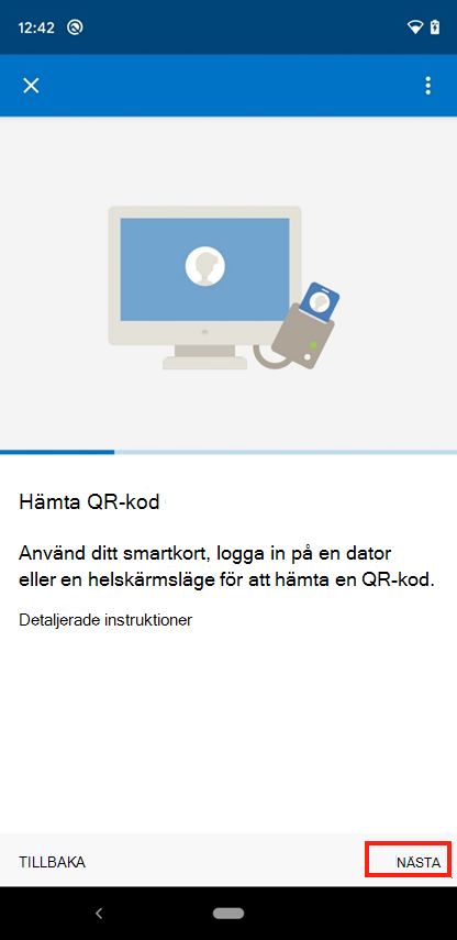 Skärmbild av skärmen hämta QR-kod i Intune-appen.
