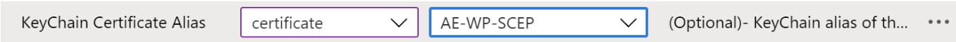 Ändra nyckelringsklientcertifikatets alias i en konfigurationsprincip för VPN-appar i Microsoft Intune med hjälp av Configuration Designer – exempel.