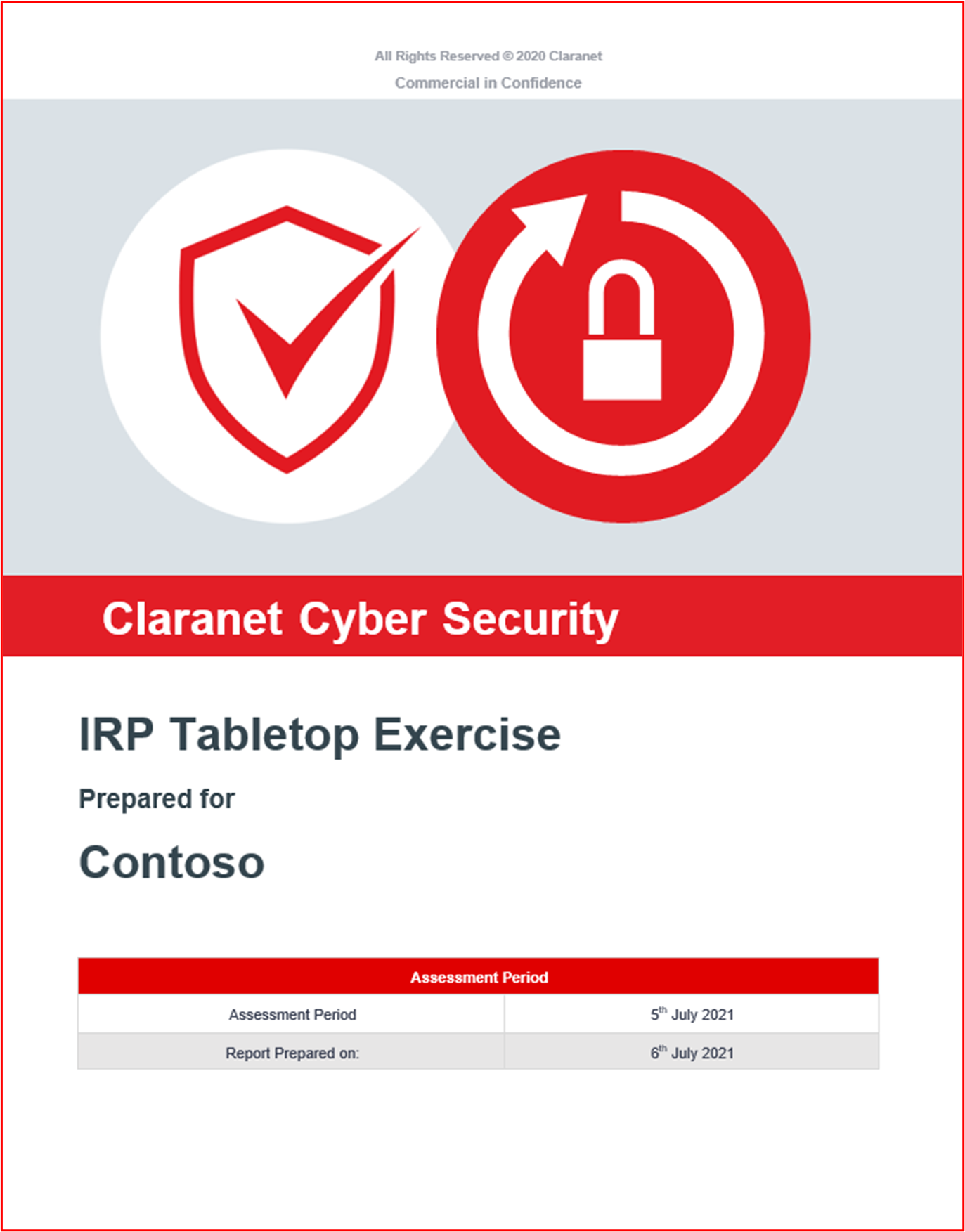 screenshot shows an extract from the incident response report generated by Claranet for Contoso1