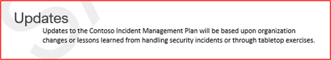 screenshots are from the supplied IRP based on lessons learned and/or organization changes1