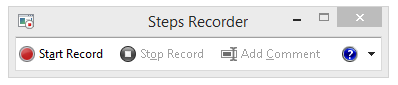 En skärmbild av Steps Recorder eller PSR.exe.