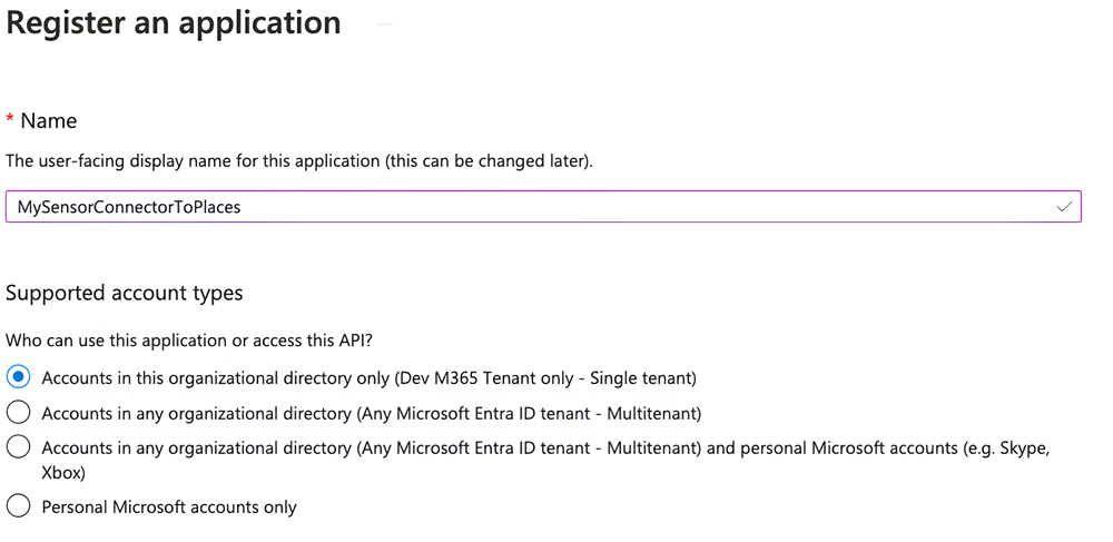 Screenshot showing the Register asn application dialog box.
