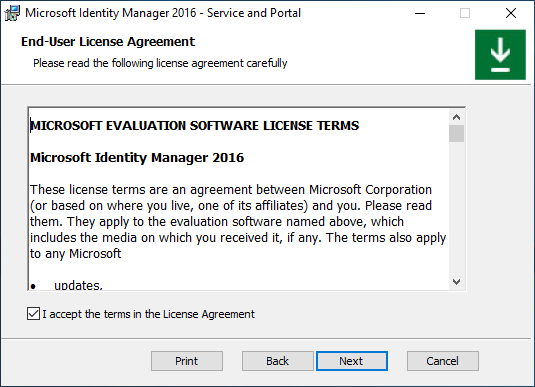 Skärmbild av licensavtalet för slutanvändare