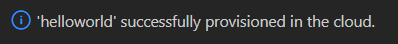 Screenshot shows that your app is successfully provisioned in the cloud.