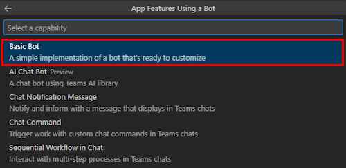 The screenshot shows the app feature to add to your new app.