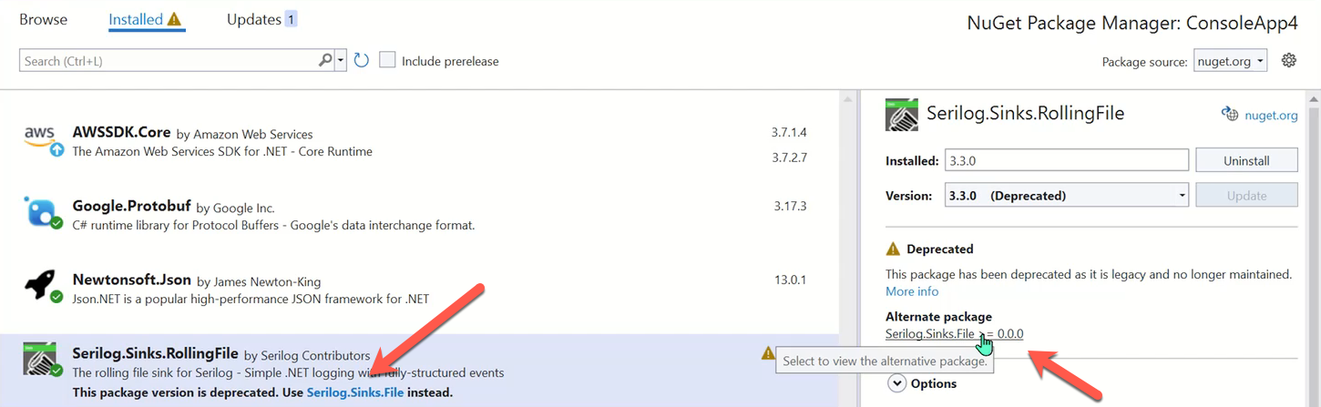 Utfasning av Visual Studio-paket