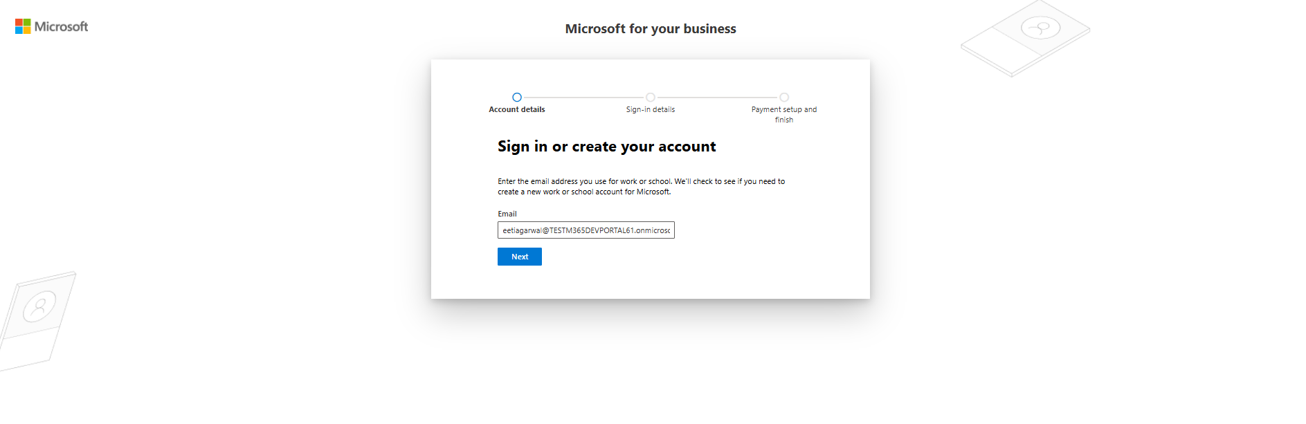 Enter your email address to create your account