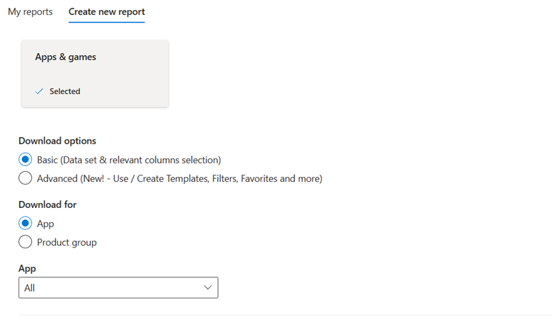 Skärmbild av alternativen för att välja ett program.