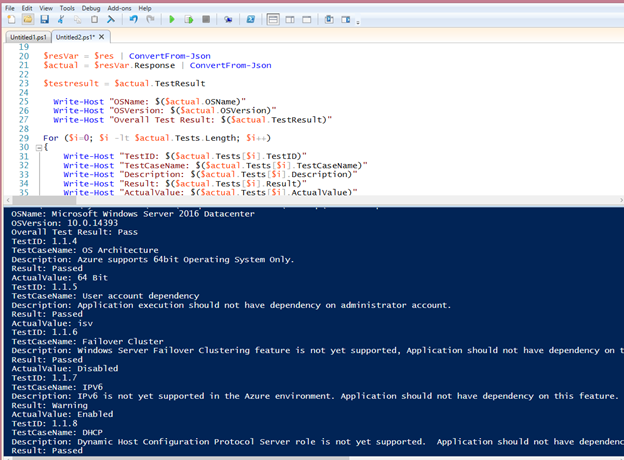 Information om testresultat i JSON-format.