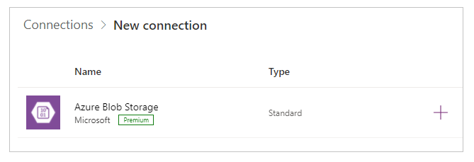 Ny Azure Blob Storage-anslutning Ny anslutningssträng för lagringsutrymme.