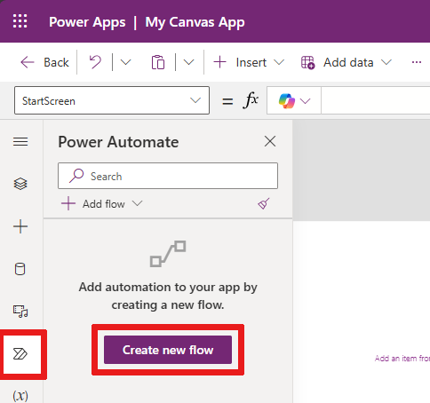 Skärmbild som visar var avsnittet Power Automate finns.