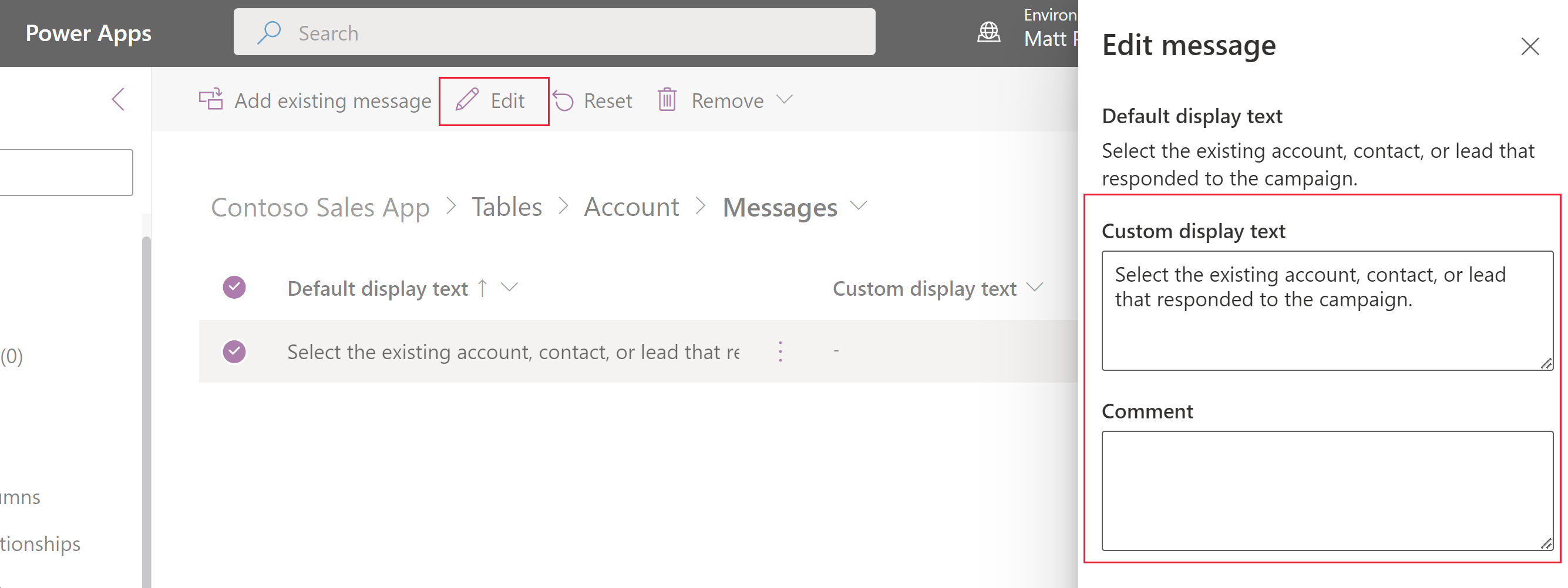 Redigera ett systemtabellmeddelande