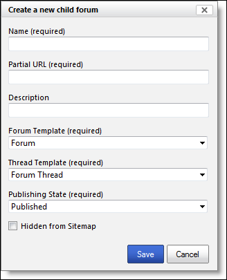 Skapa ett nytt underordnat forum.