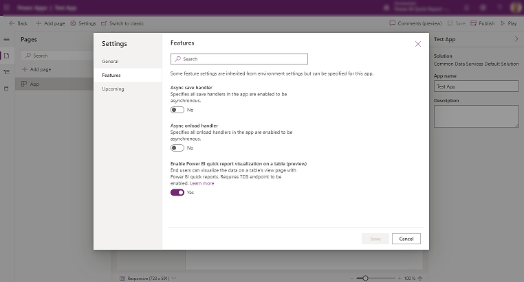 Aktiverad Power BI-rapportvisualisering i en tabell