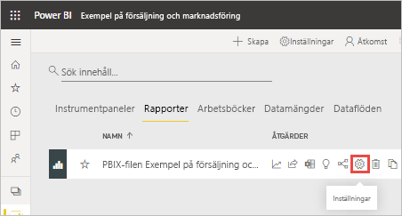 Rapportinställningar-ikonen