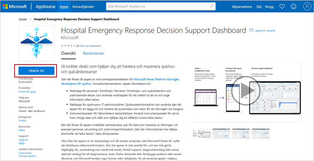 Hospital Emergency Response Decision Support Dashboard app in AppSource