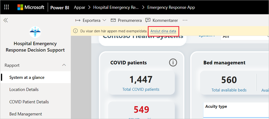 Hospital Emergency Response Decision Support Dashboard app connect your data link