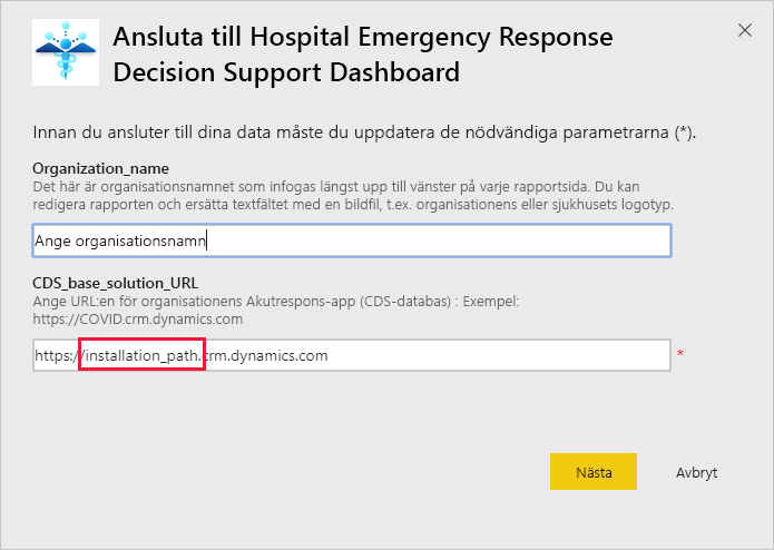 Hospital Emergency Response Decision Support Dashboard app URL dialog