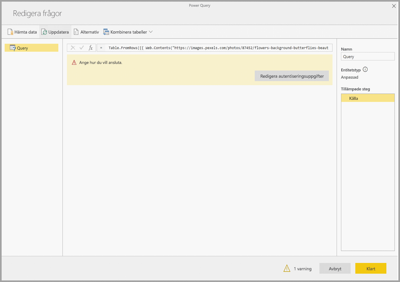 Screenshot shows Edit queries, where you can specify credentials.